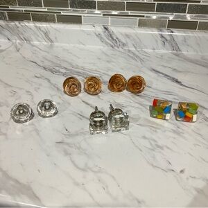 Vintage‎ lot of 10 knobs drawer pulls Glass / Crystal lucite
